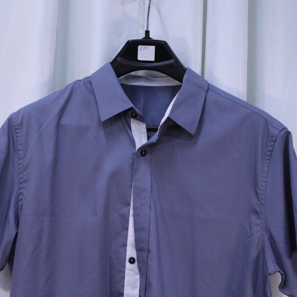 Stylish Gray Short Sleeve Button Down Shirt - Picture 2 of 8